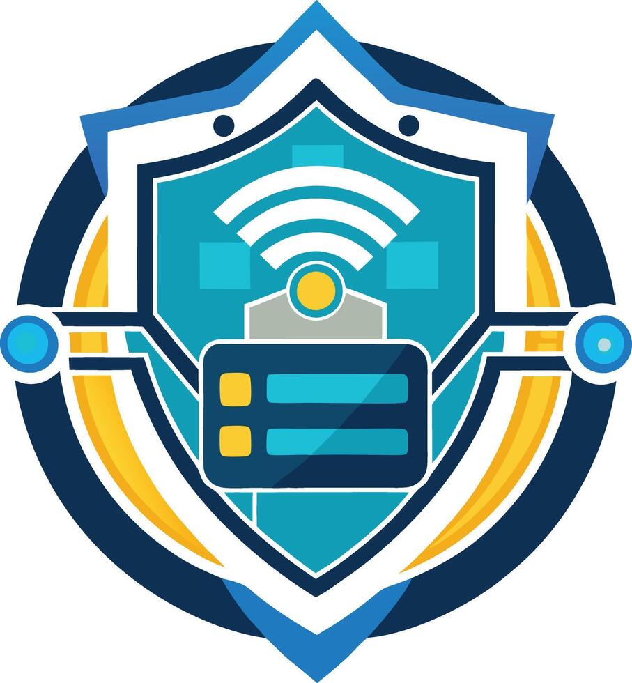 Secure wireless network protection shield logo vector