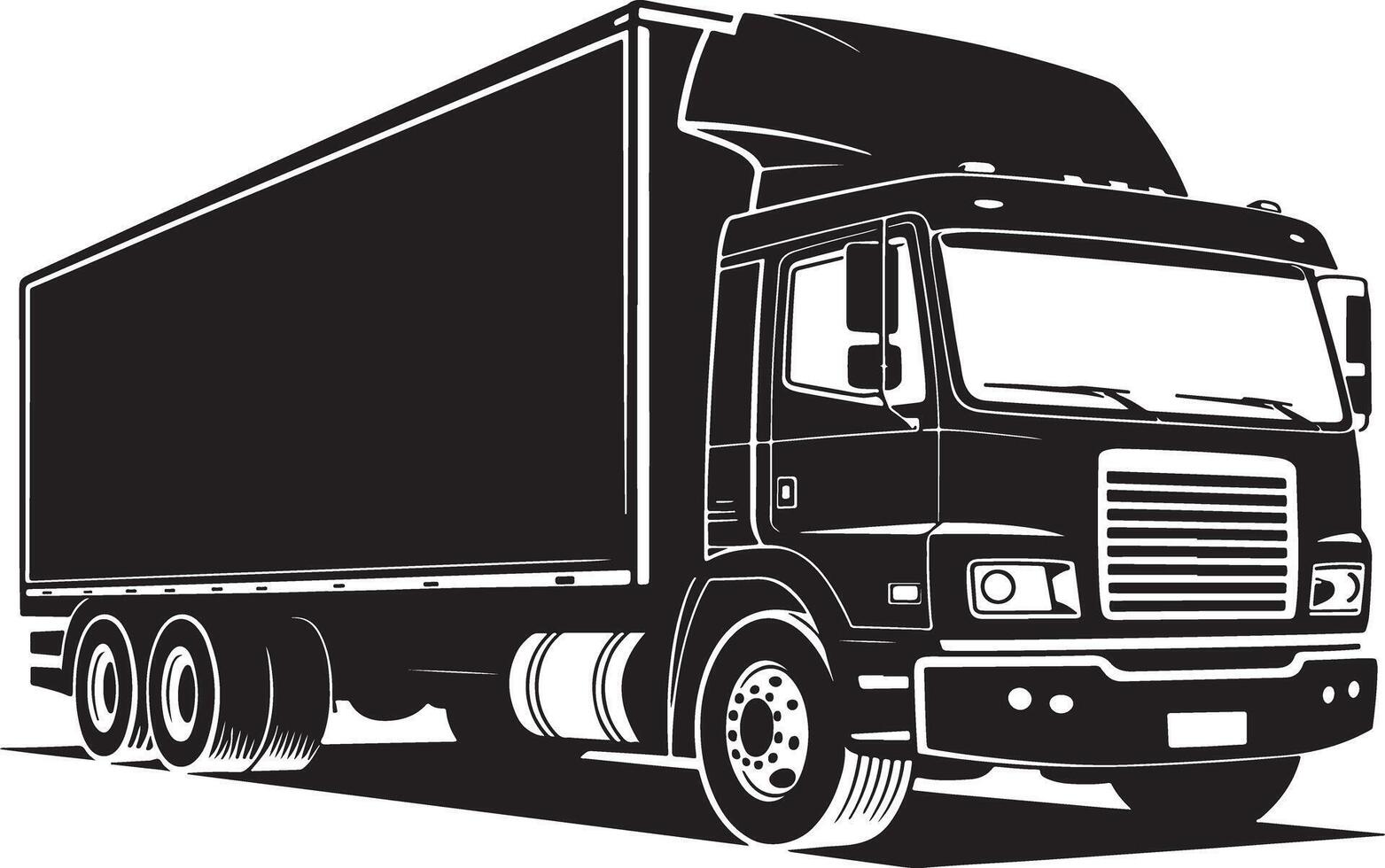 Black and white illustration of a box truck vector