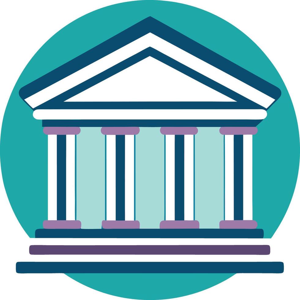 Classic building icon with columns and pediment vector