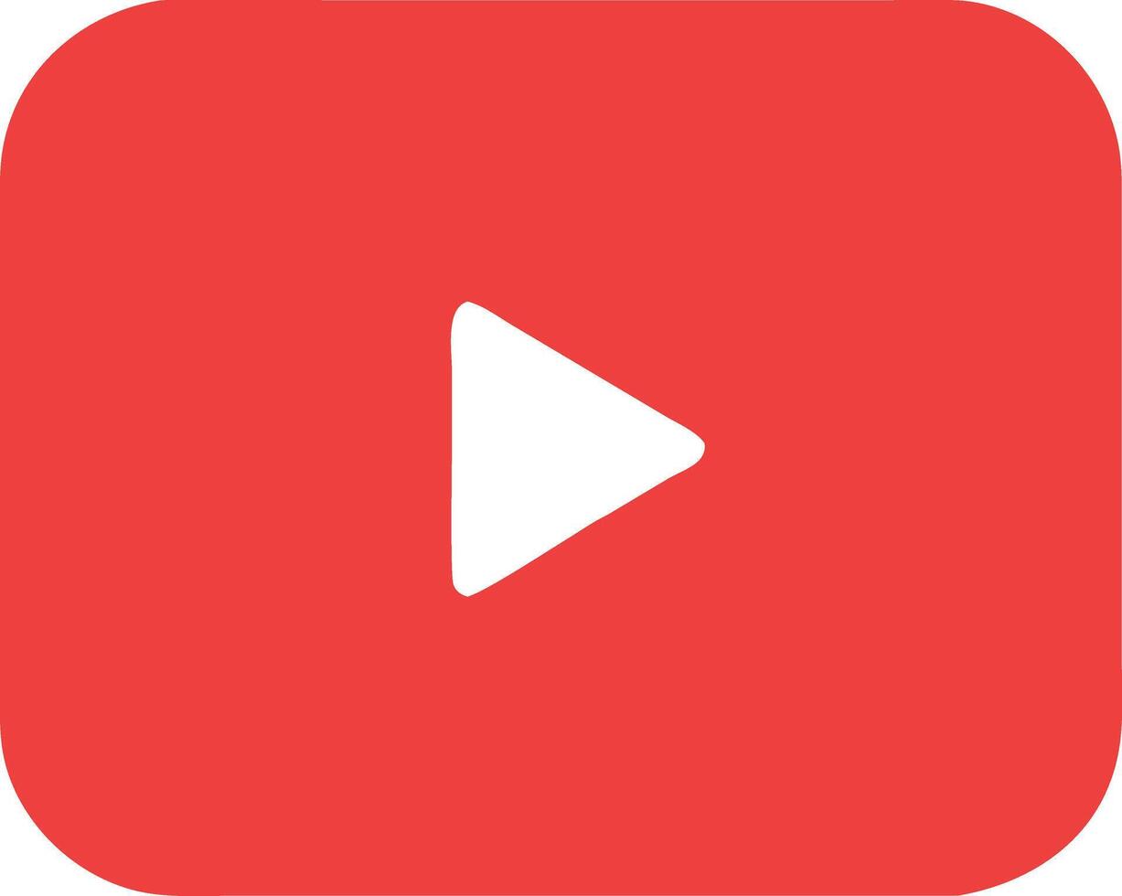 Red rounded rectangle play button icon vector
