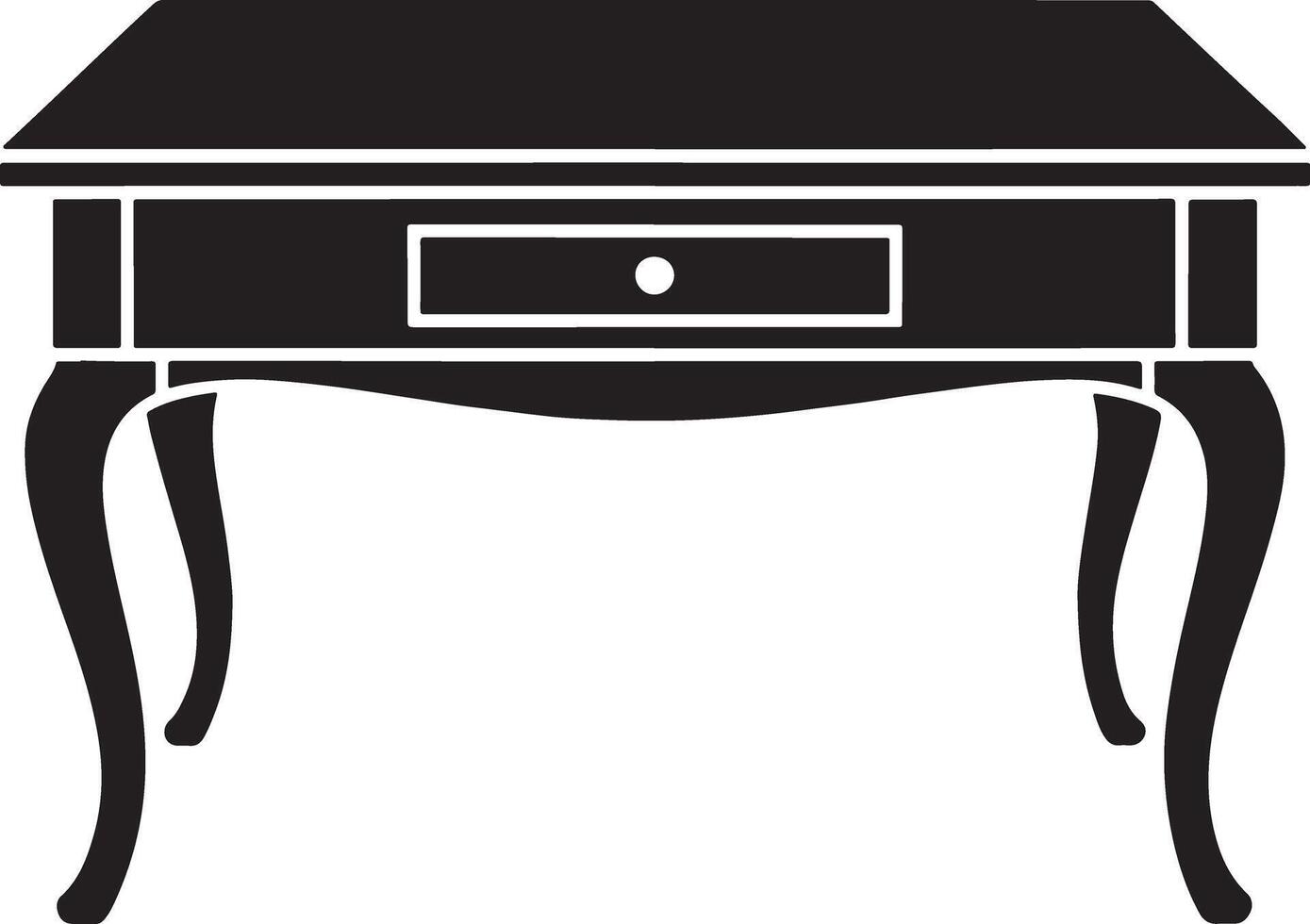Black silhouette of an antique wooden table vector