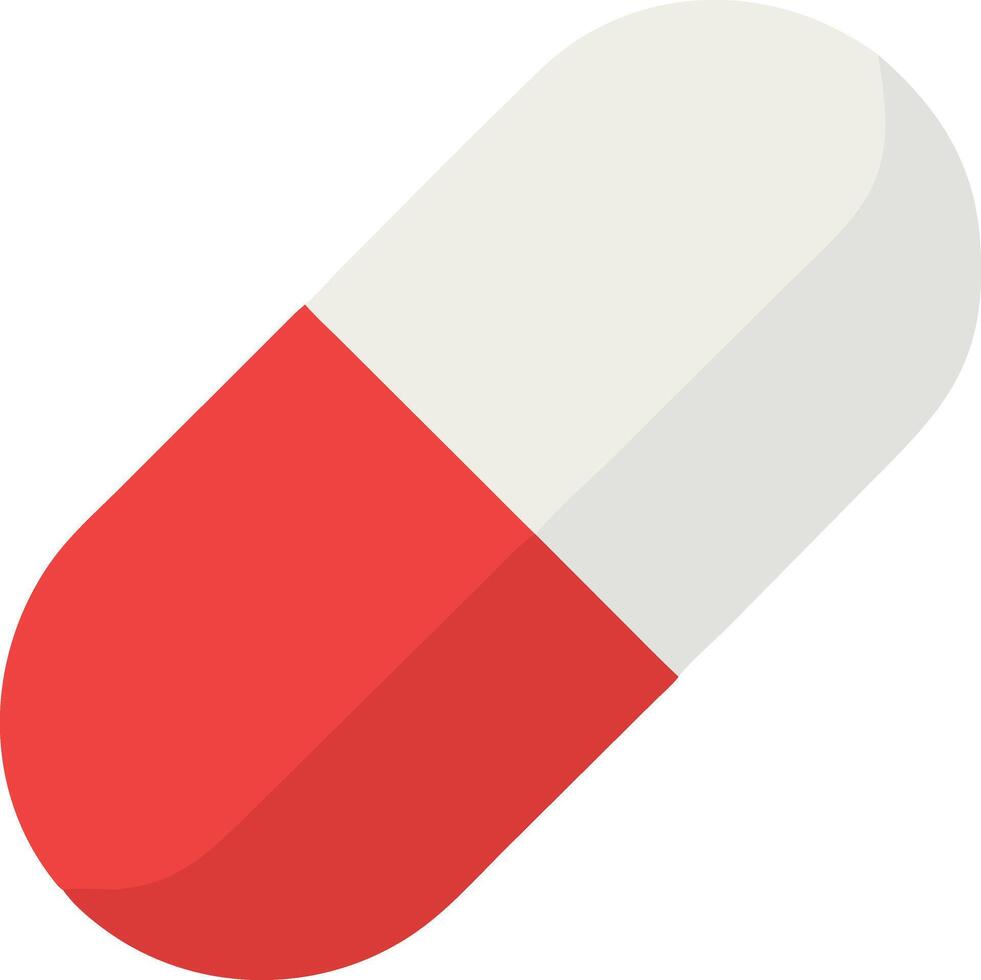 Red and white capsule pill icon illustration vector