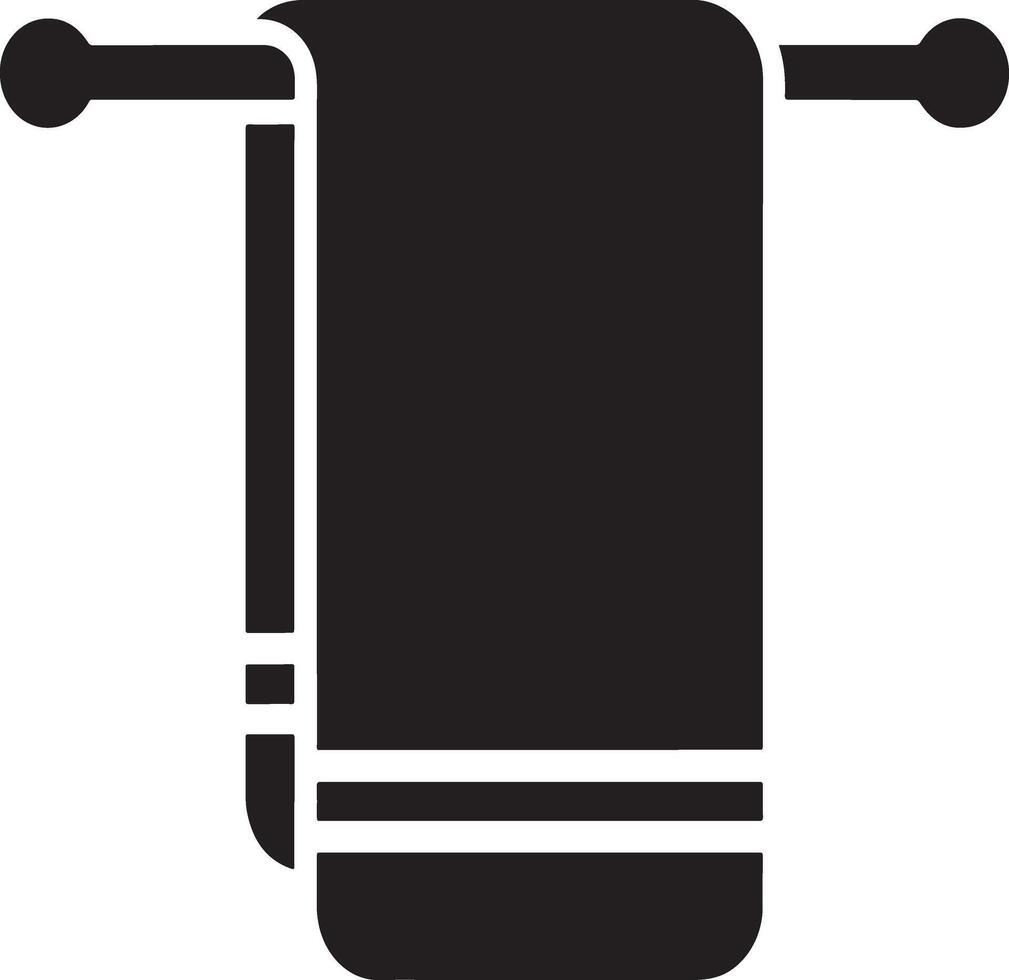 Black silhouette of a towel hanging on a towel rack vector
