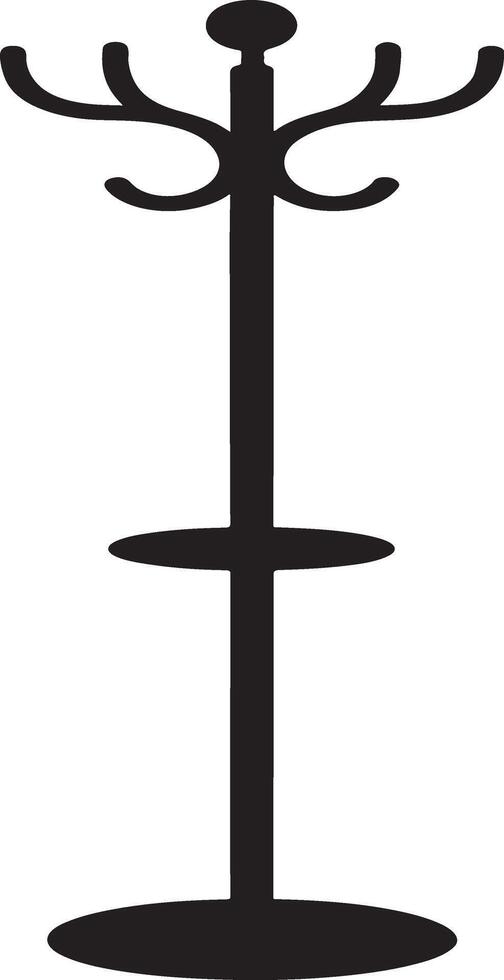 Black and white silhouette of a freestanding coat rack with shelf vector