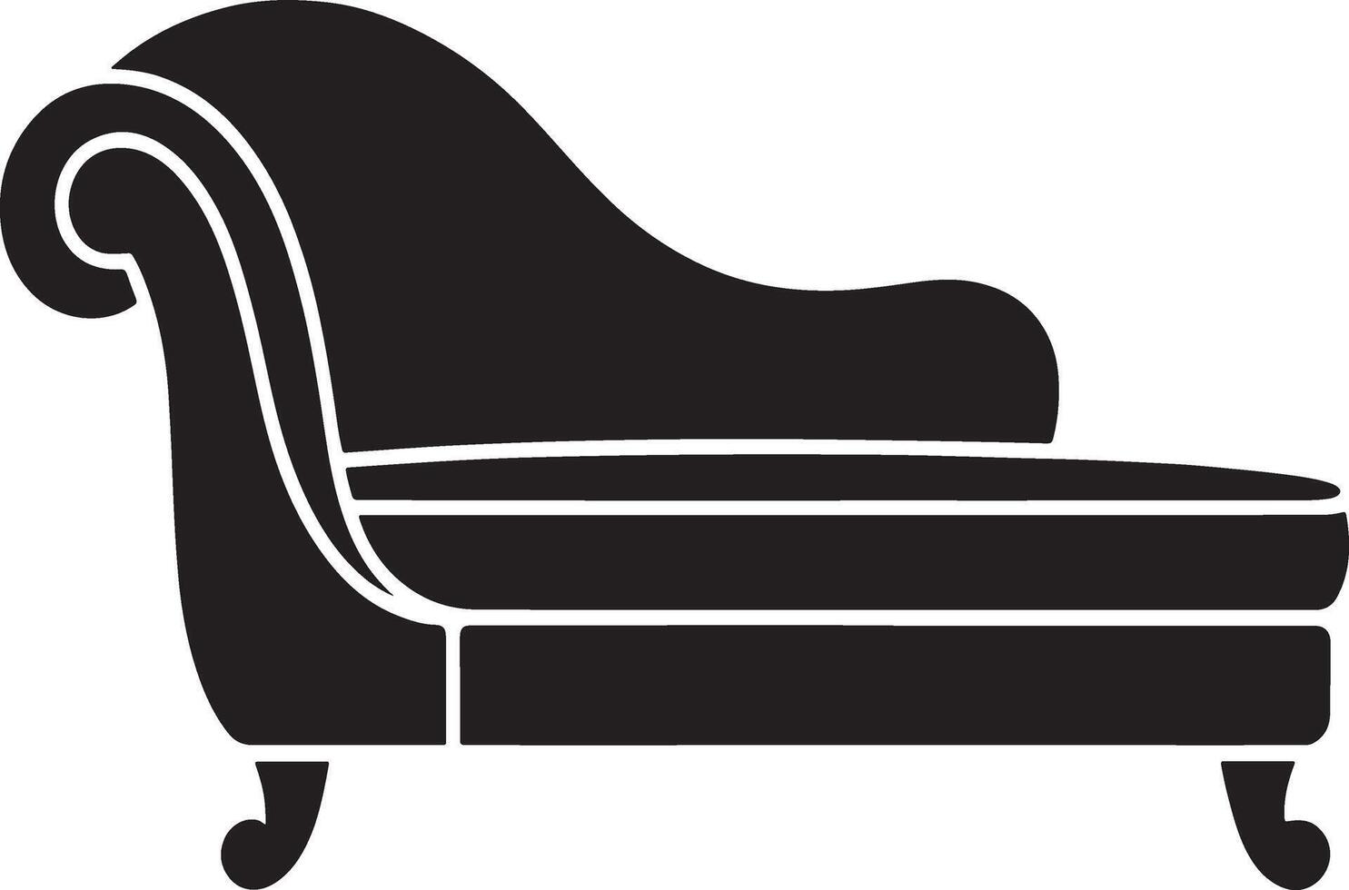 Classic black silhouette chaise lounge elegant furniture icon vector