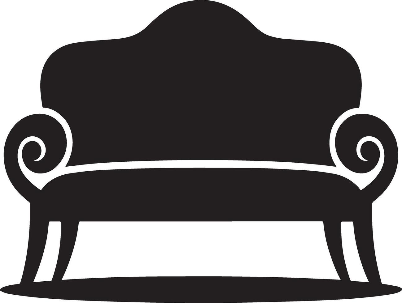 Elegant black silhouette of a classic two seater sofa vector
