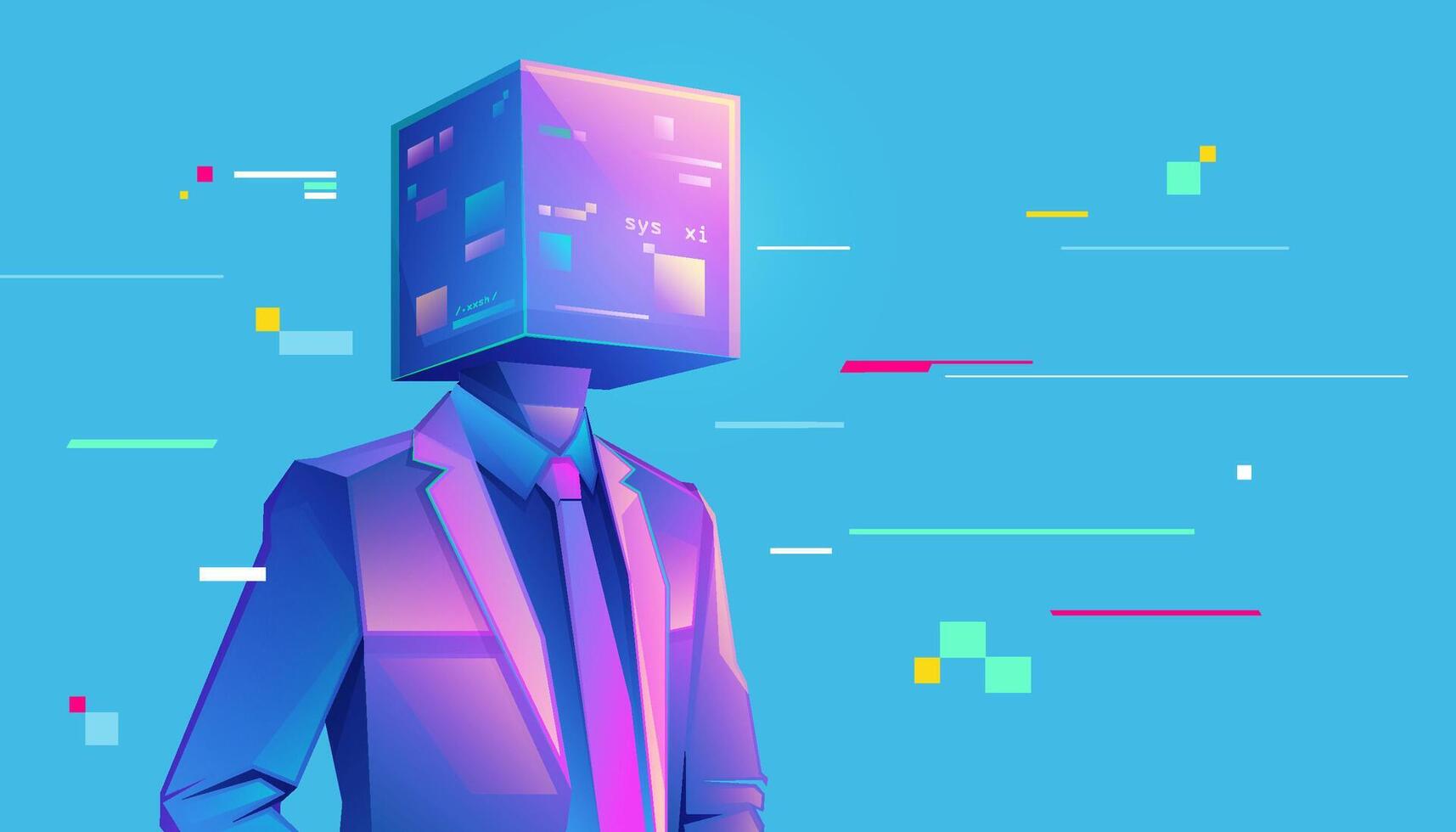 Futuristic businessman with a digital head vector