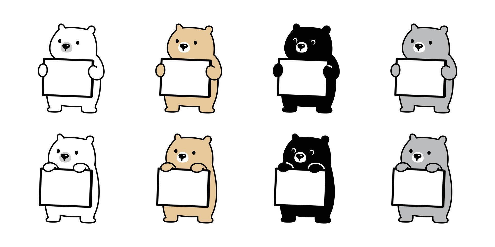 Bear polar bear text Message box icon teddy cartoon character pattern doodle logo illustration symbol design vector