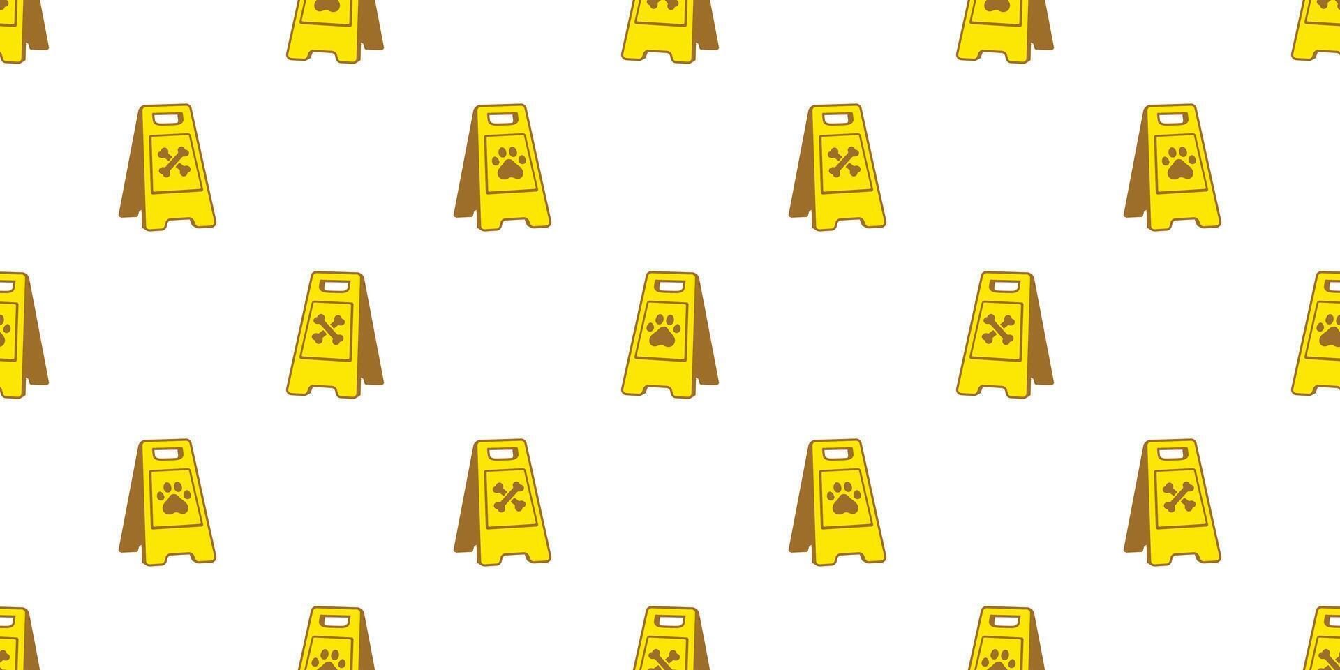 dog paw bone footprint seamless pattern warning slippery floor sign puppy pet cartoon tile background gift wrapping paper repeat wallpaper doodle illustration isolated design vector