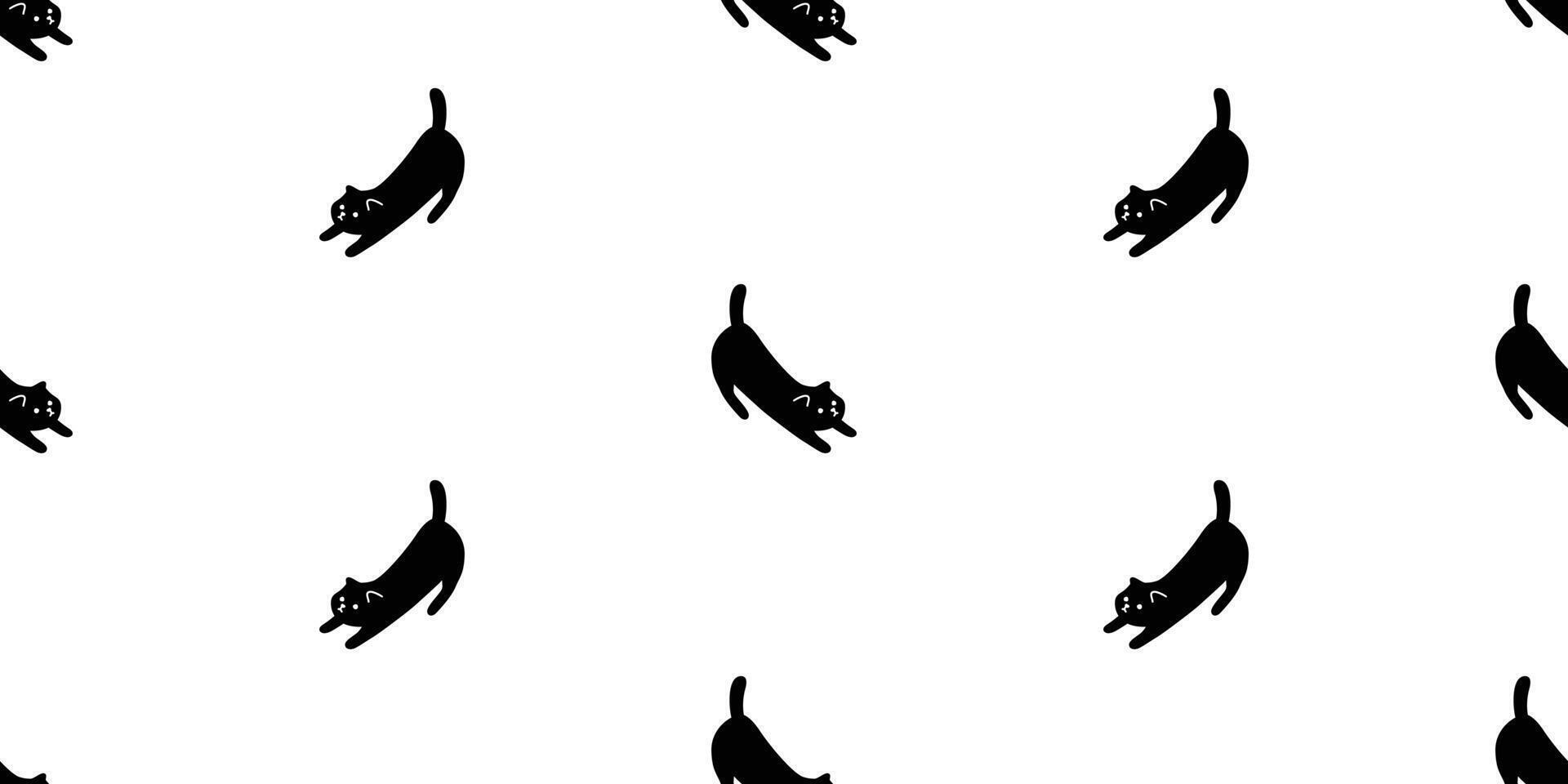 cat seamless pattern black kitten calico halloween doodle cartoon pet animal illustration tile background gift wrapping paper scarf isolated repeat wallpaper vector