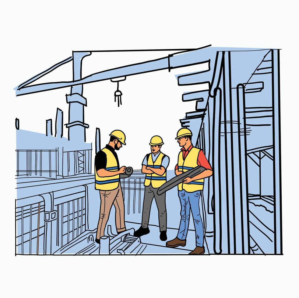 Building under Construction, worker teamwork Construction ,infographics Construction. Cartoon Style Illustration vector