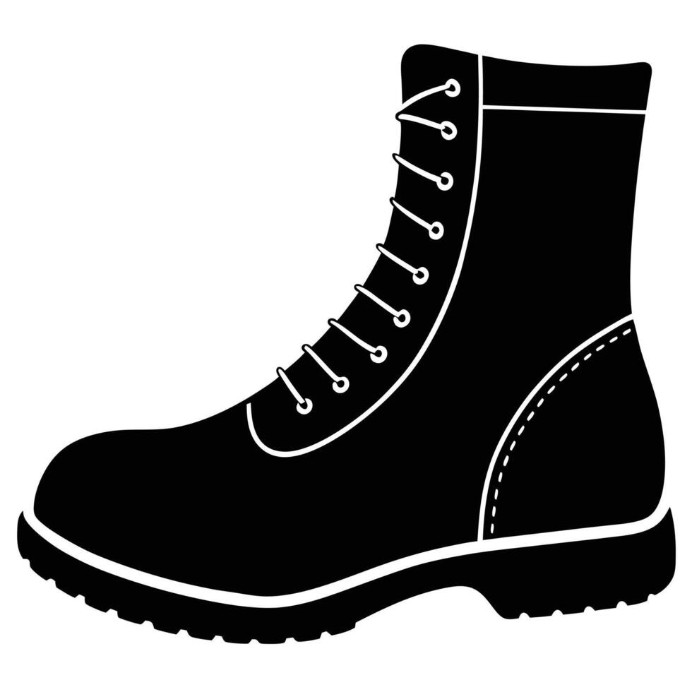 Black Lace Up Boot Icon Illustration vector