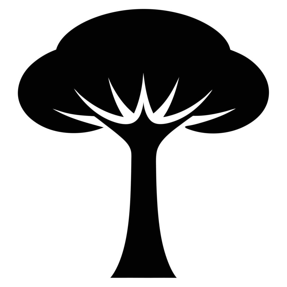 Black Silhouette Tree Icon Graphic Design vector