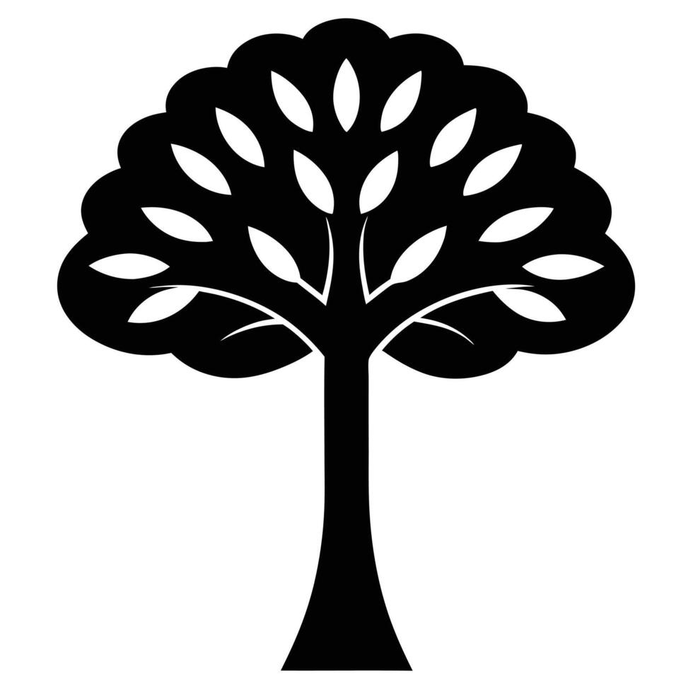 Majestic Black Tree Silhouette with Lush Foliage Elegant Nature Icon for Design Projects, Websites, and Logos vector