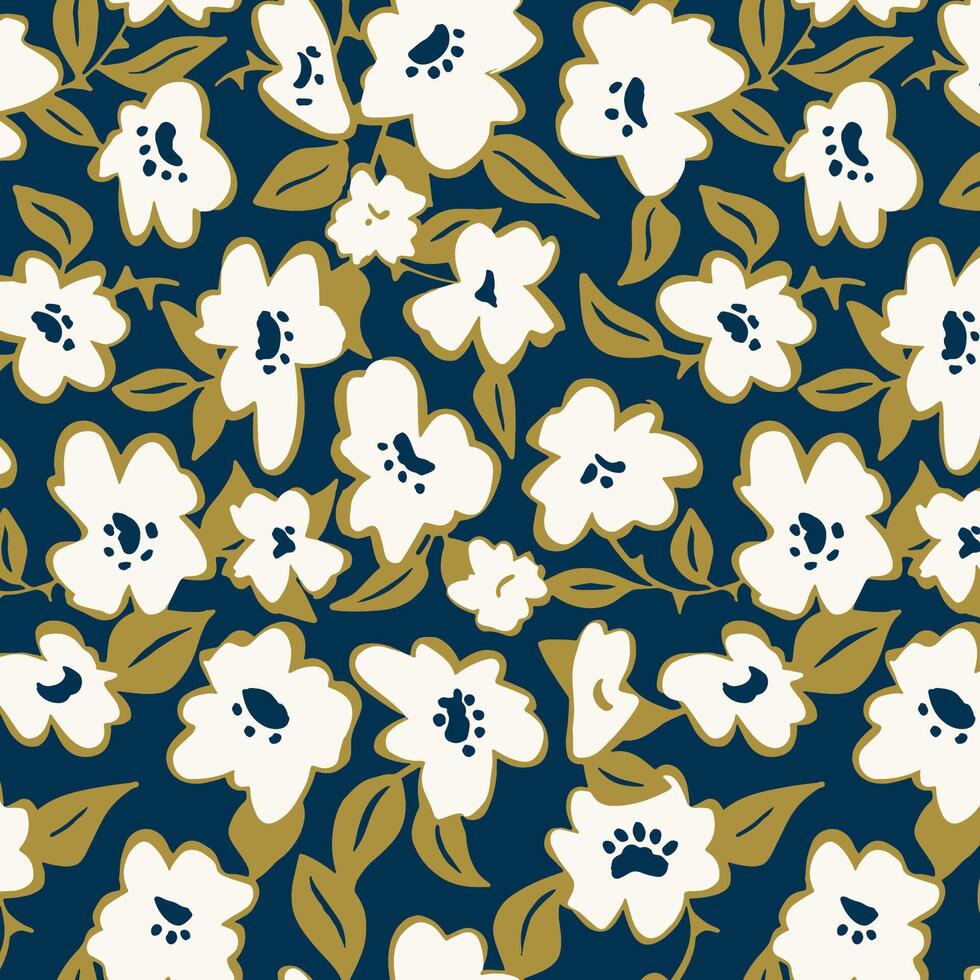 hand drawn summer floral pattern design vector