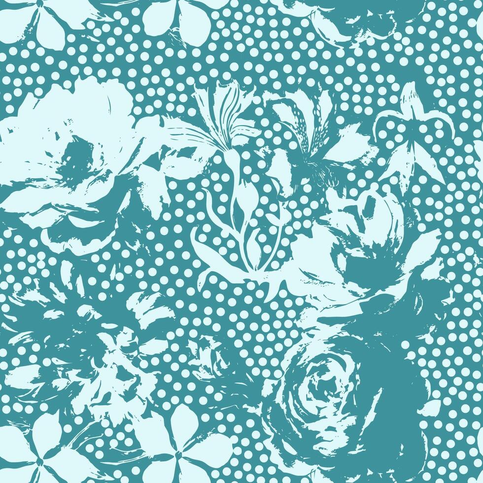 polka dot pattern with roses flowers design vector