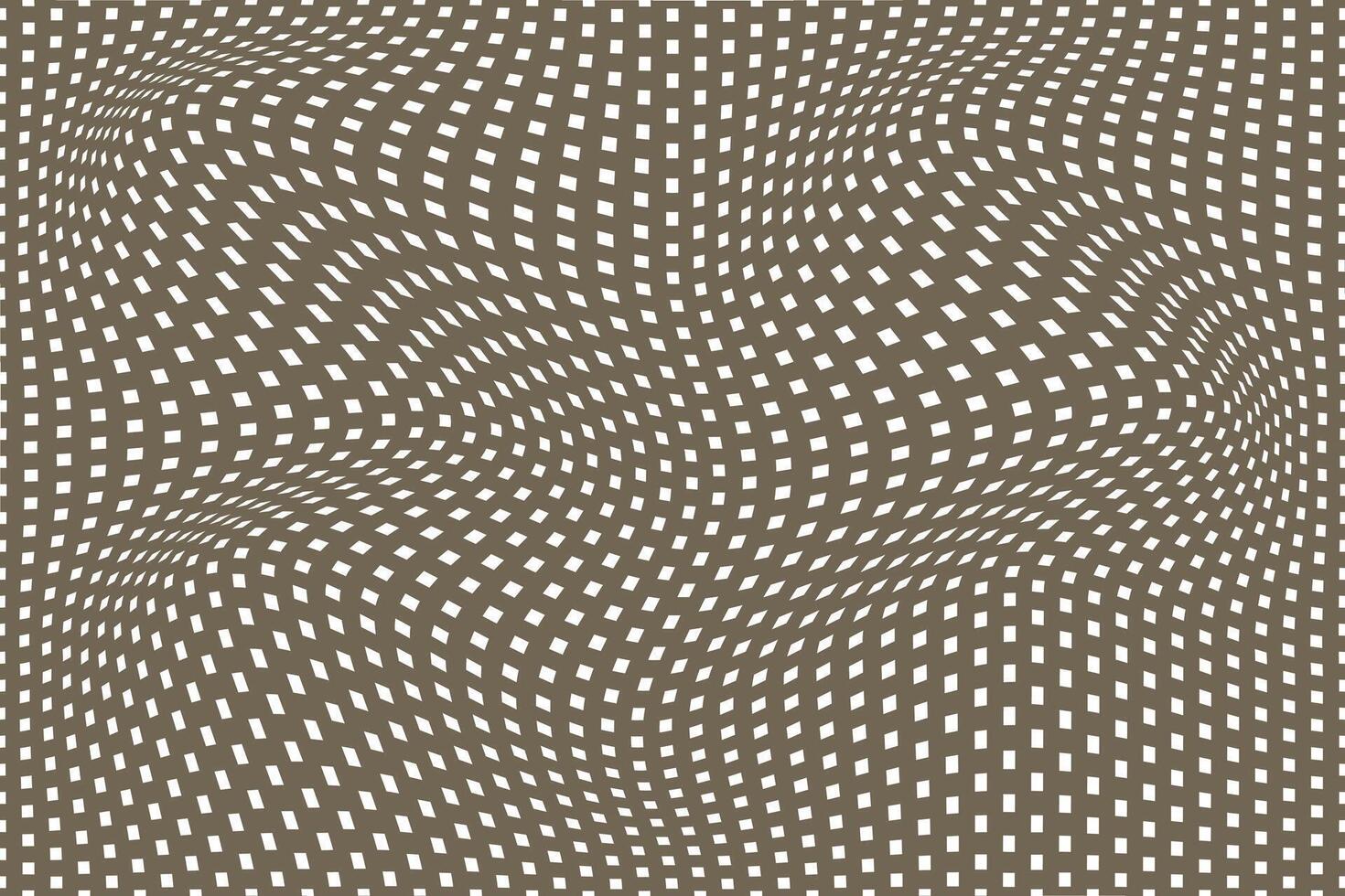 simple abstract white color small square wavy pattern on mushroom color background optical illusion wavy grid of squares vector