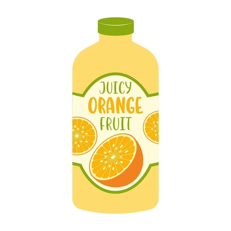 Flat style illustration of bottled and canned fruity drinks and flavored soda. Summer cold and soft drinks. vector