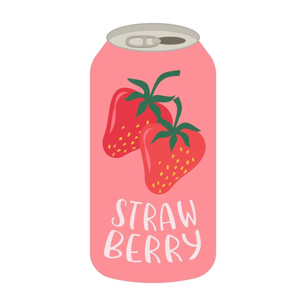 Flat illustrations of fruit juice and beverage containers with colorful label. Summer cold and soft drinks. vector