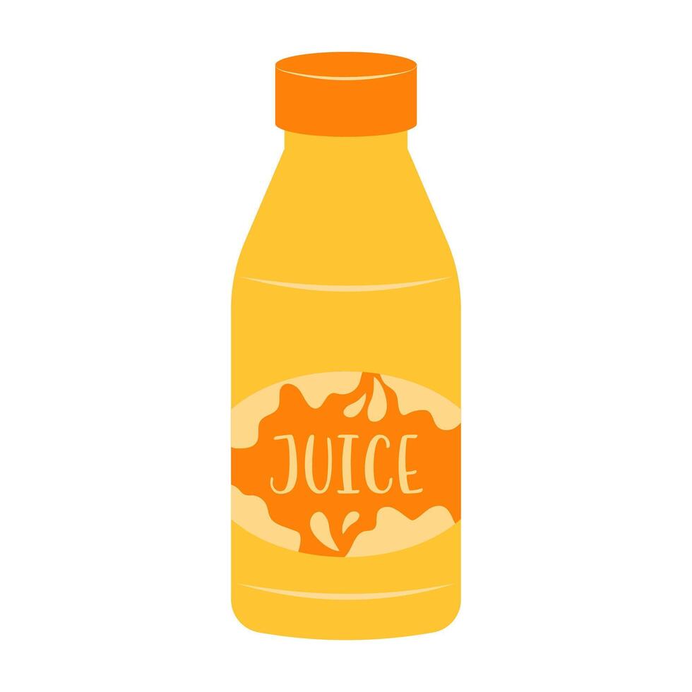 Colorful bottles and cans of various fruit drinks and beverages. Summer cold soft drink and fruit juice. vector