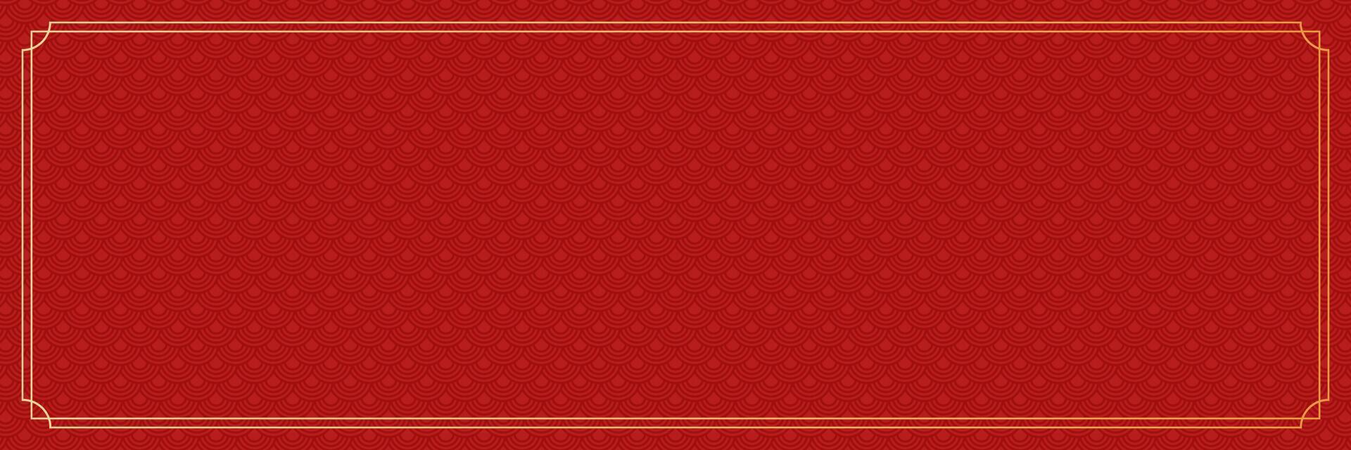 Horizontal banner with traditional chinese pattern with empty space for your design. Chinese New Year traditional Asian holiday. illustration, red colors vector