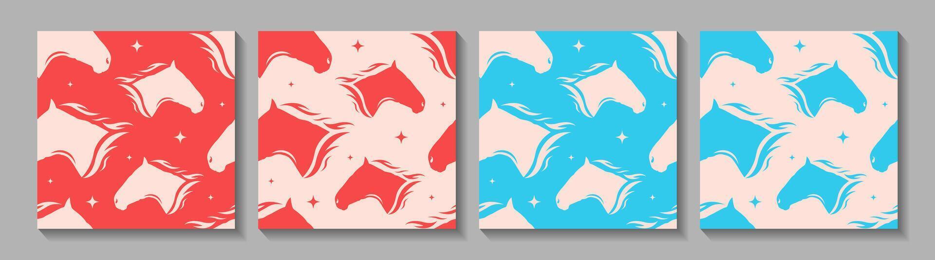 Chinese New Year 2026. Seamless pattern with horse head. Year of the horse. Traditional Asian holiday. illustration vector