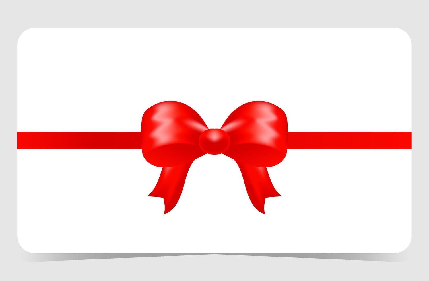 Gift card with realistic red bow and horizontal ribbon. illustration isolated vector