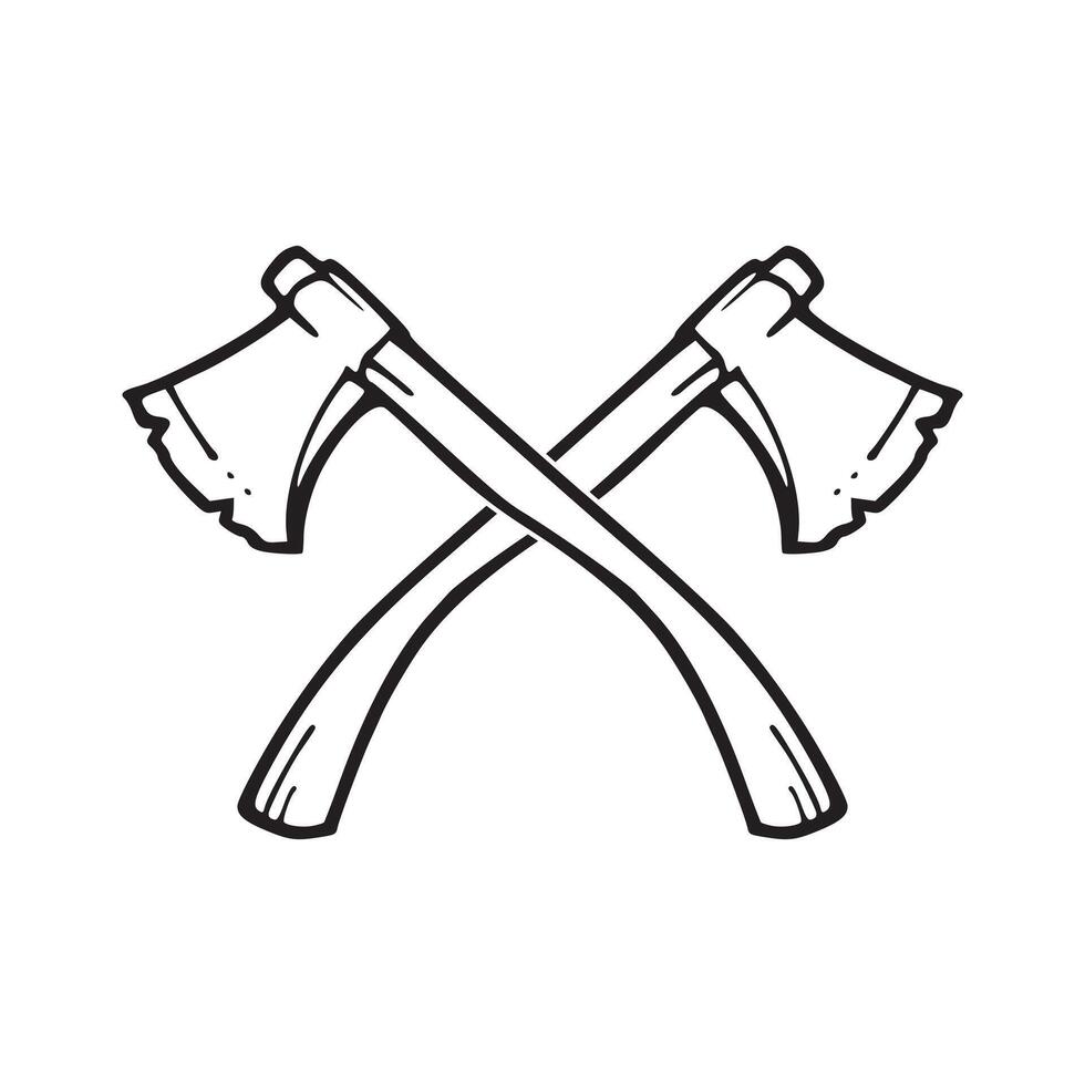 Crossed axes black line art vector