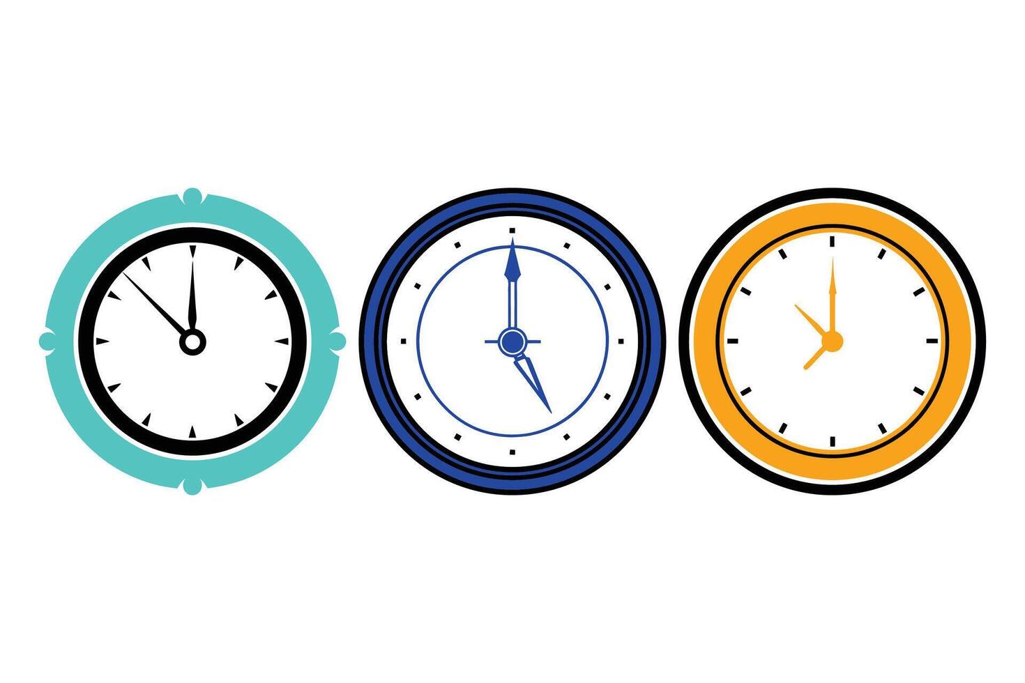 Minimal Wall Clock Icon in Black Silhouette Design vector