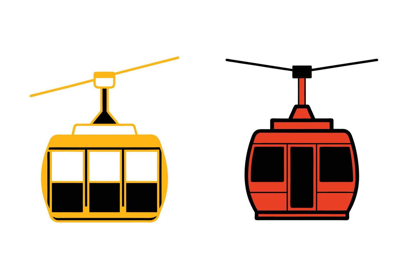 Cable Car Icons Silhouette Illustration for Transport and Travel Concepts vector