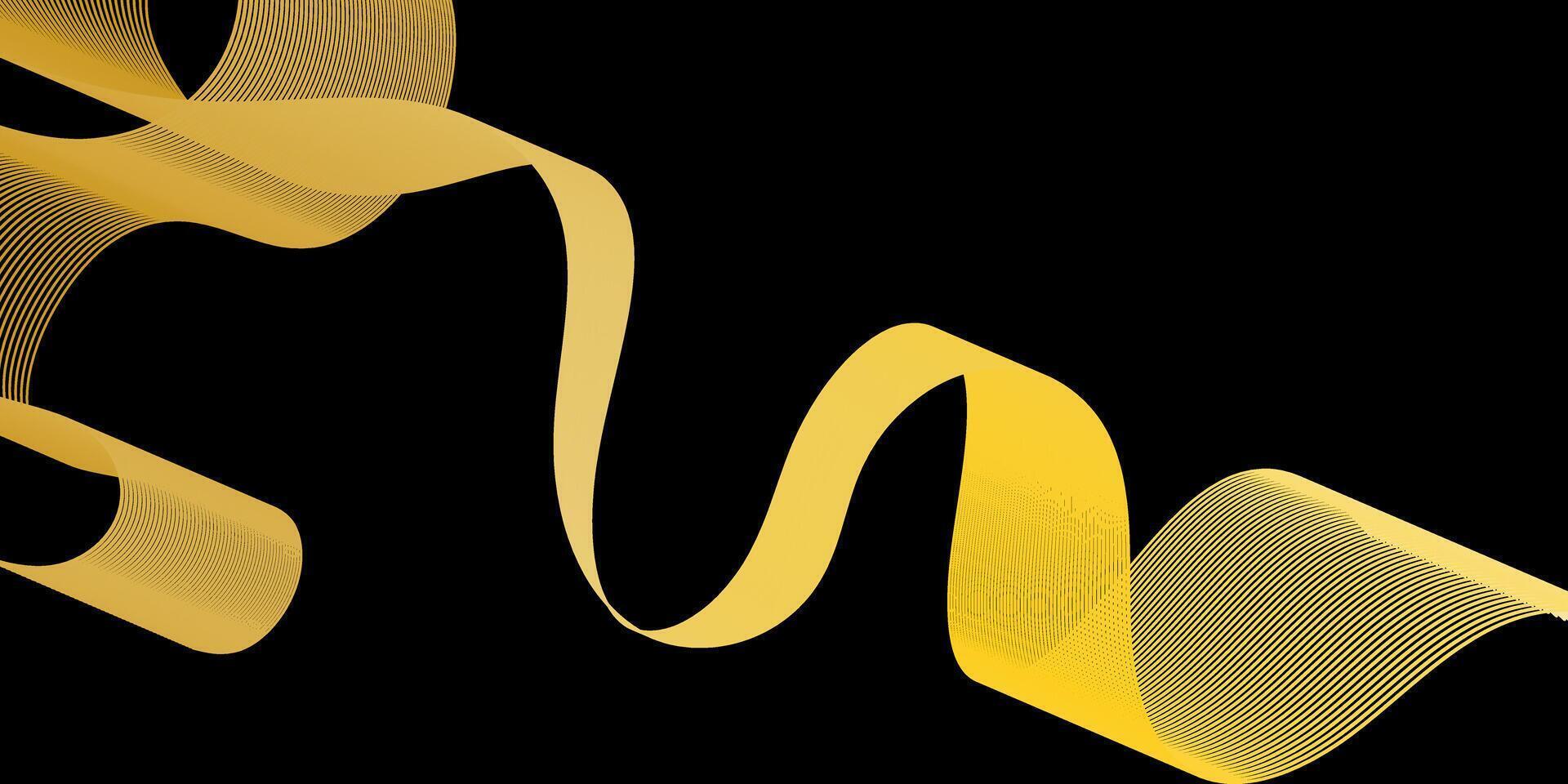 Golden Wave on Black Background vector