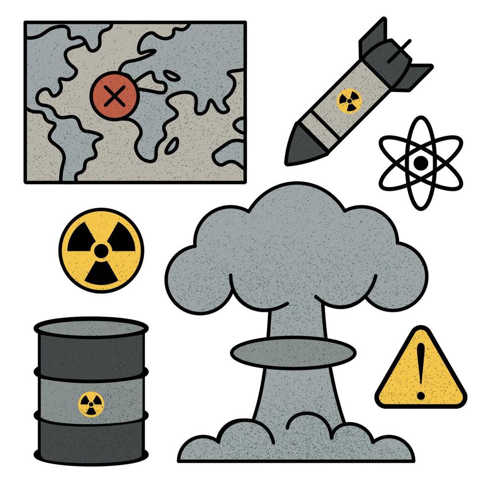 Nuclear threat awareness elements risks. vector