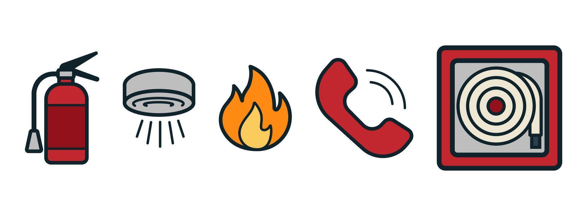 Fire safety symbols for emergencies vector