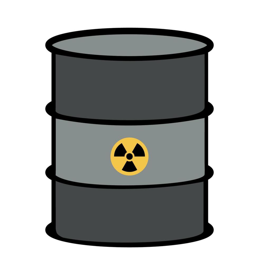 Warning sign attached to a nuclear waste barrel vector