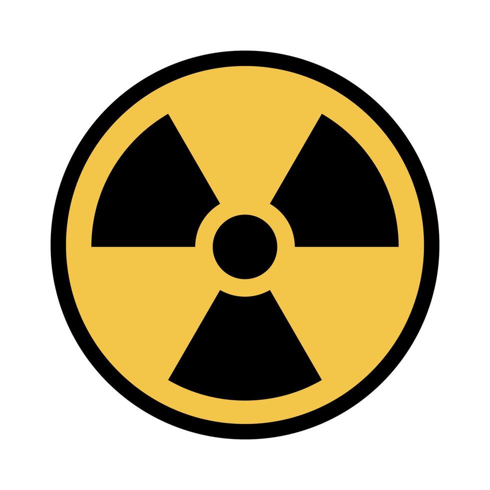 Nuclear hazard symbol with black and yellow colors vector