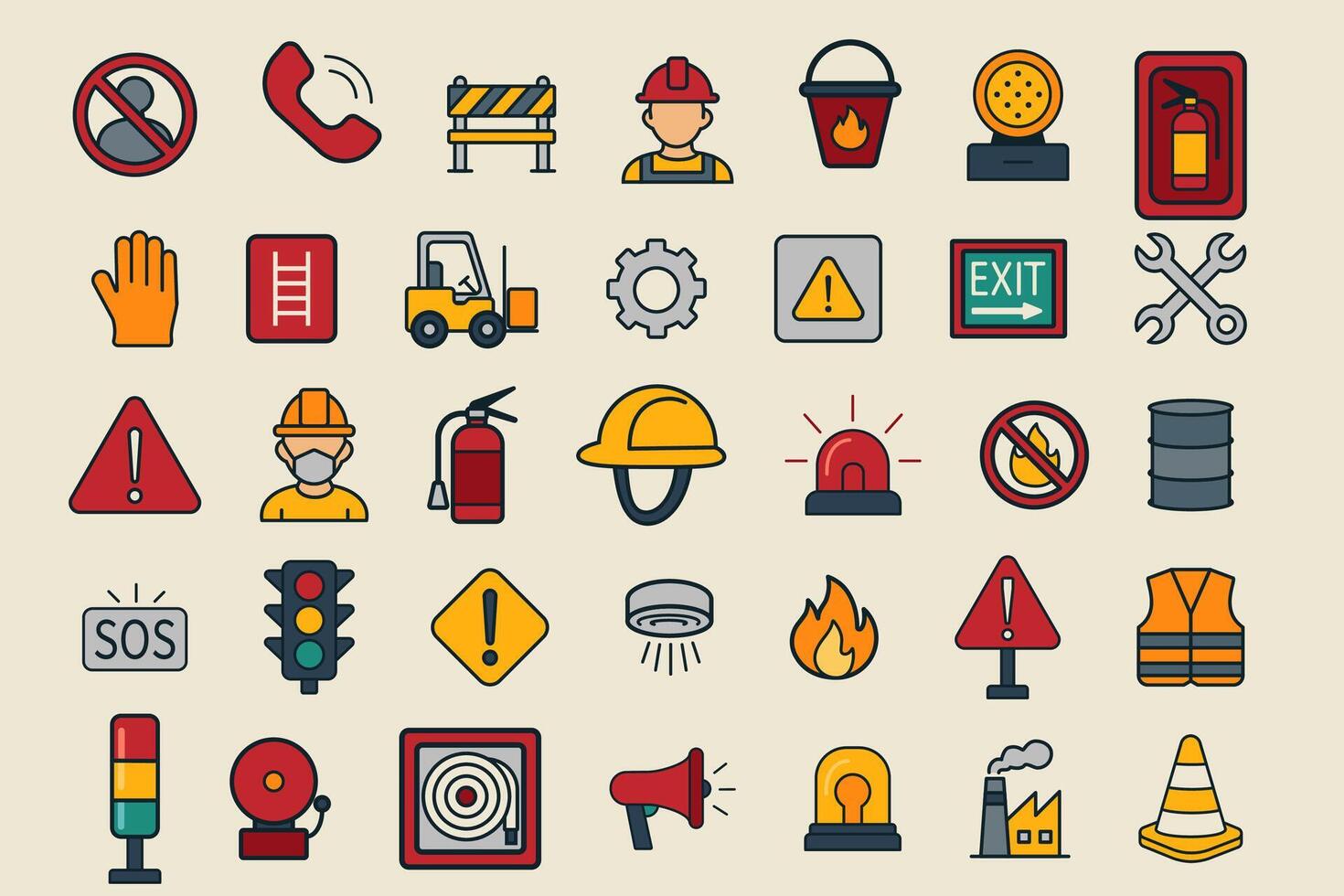 Construction and safety icons illustration vector