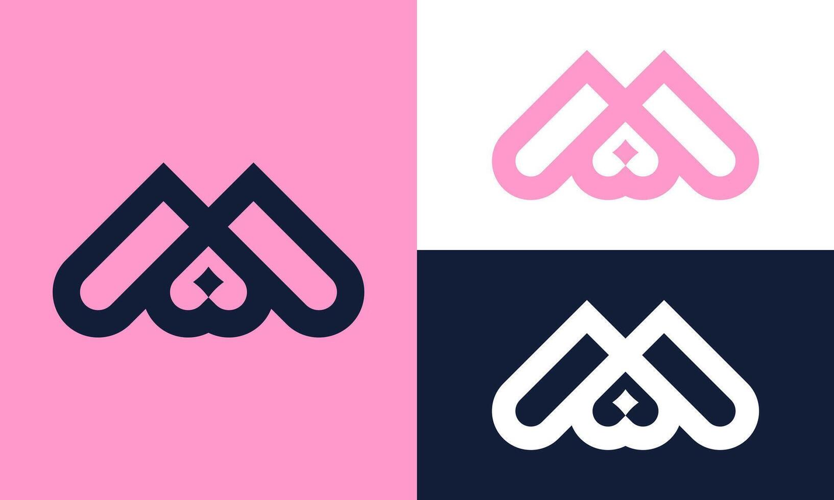 M logo with inverted heart symbol. vector