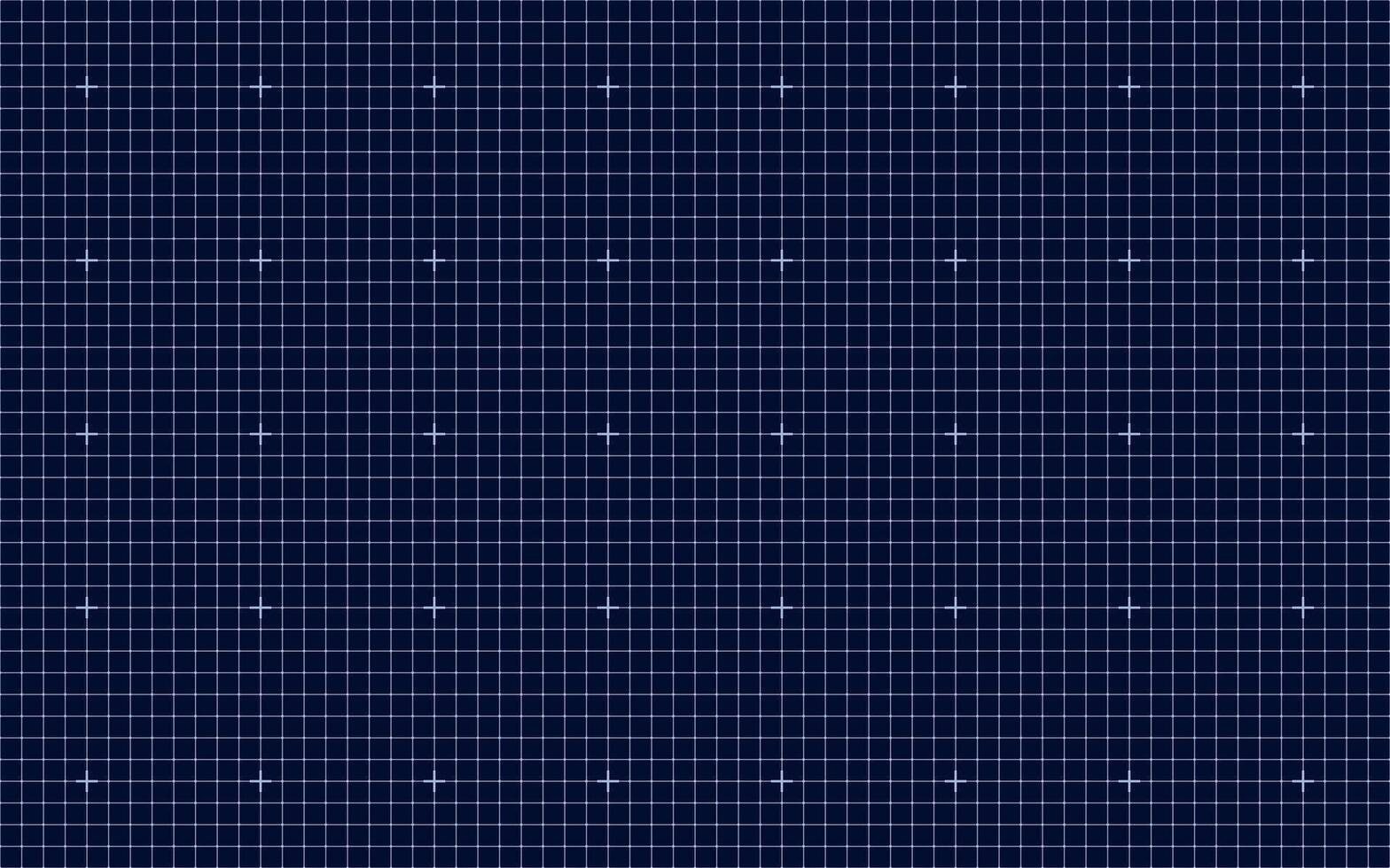 Dark blueprint style grid pattern with luminous cross markers on deep blue background seamless technology design concept for engineering diagram layout schematic technical math science vector