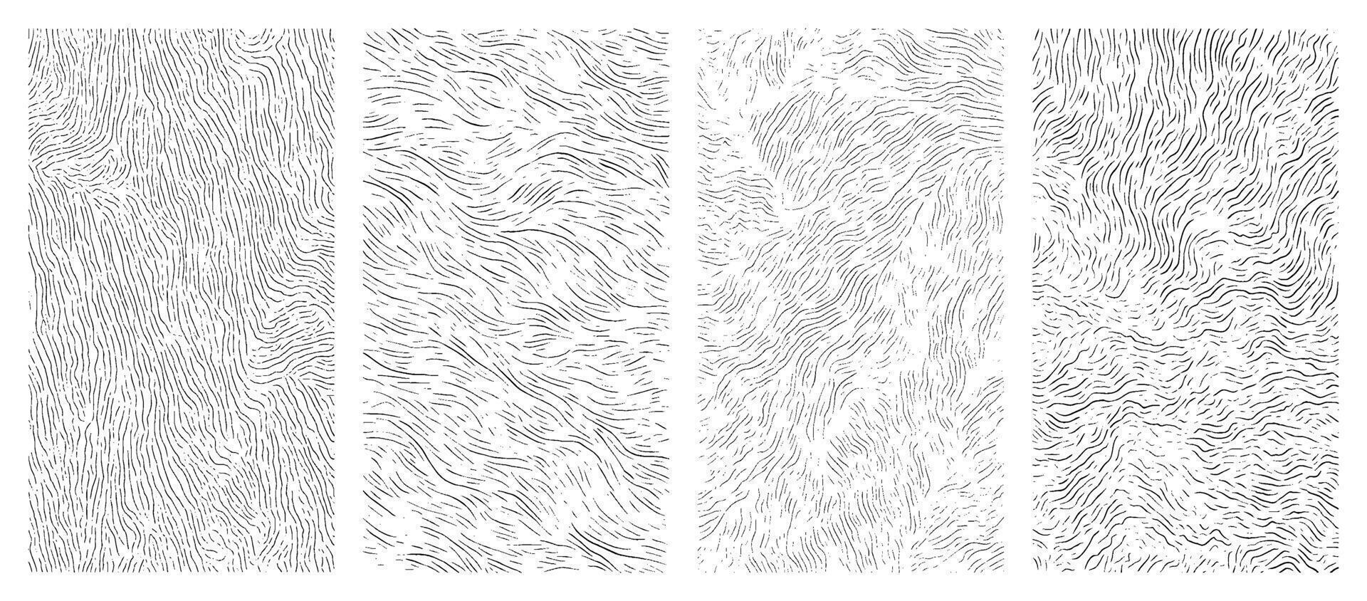 hand drawn texture set on transparent background with organic contour lines, abstract fluid pattern inspired by topography and fur movement, perfect for dynamic modern design elements vector