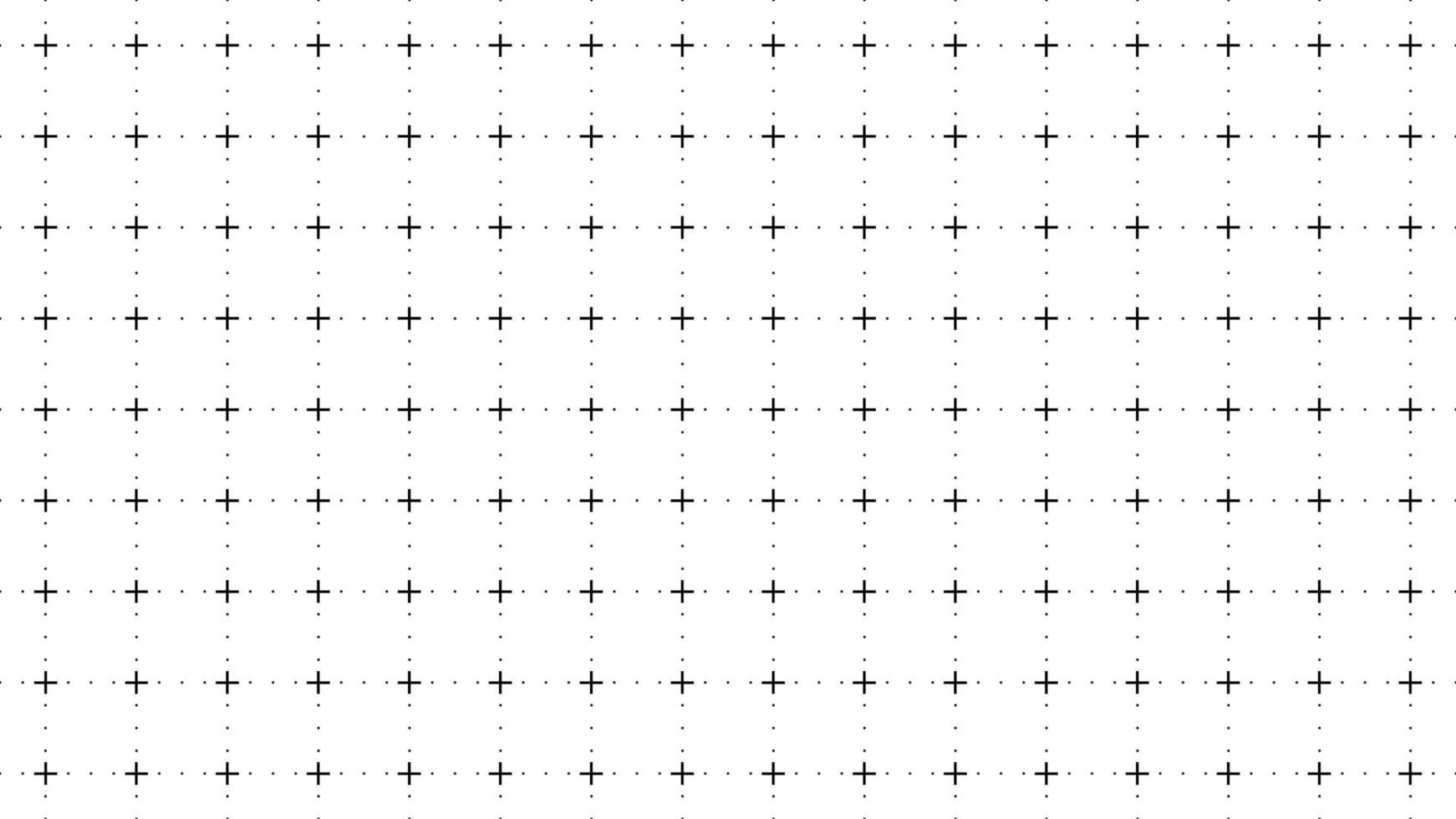 Minimal white grid with black cross markers and dotted lines, geometric graph paper texture, abstract technical grid for drawing, design, structure, schematic, background, seamless repeat pattern vector