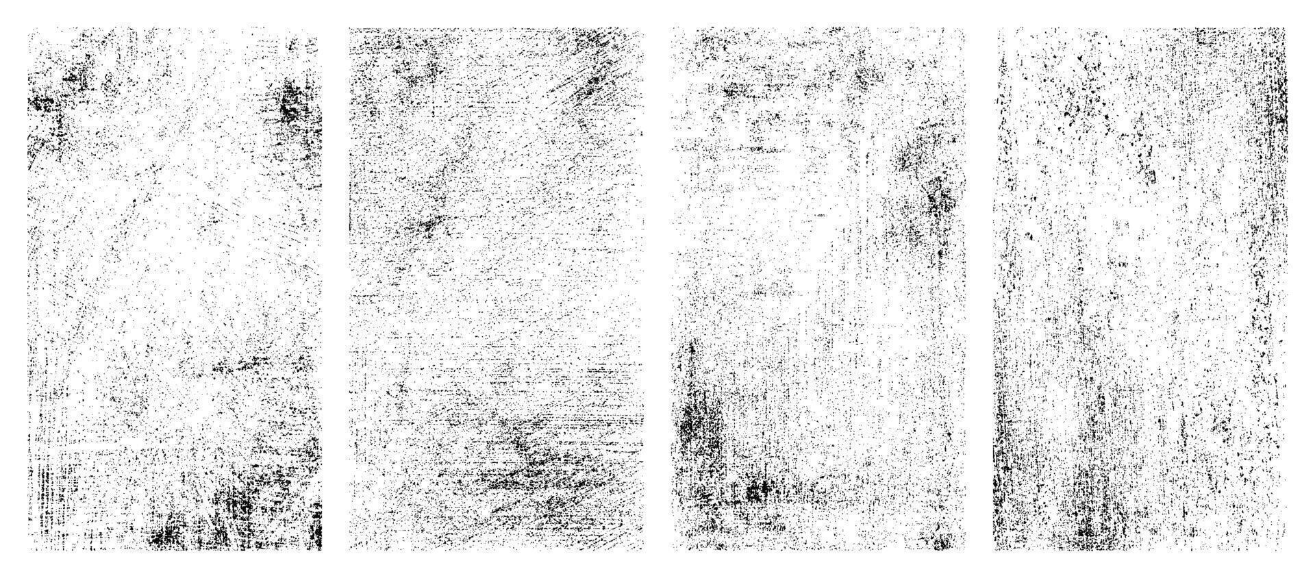 Grunge texture set black white distressed rough grungy surface overlays vintage scratch effect elements transparent background editable design isolated illustration pack vector