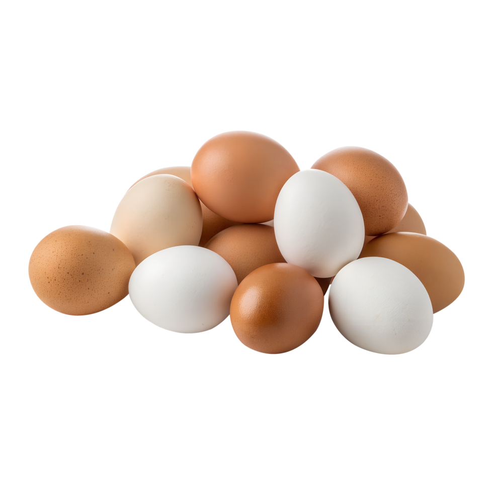 Fresh Brown and White Eggs Piled Together png