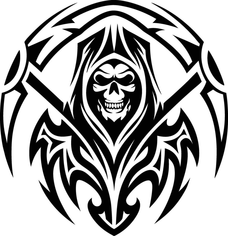 Tribal grim reaper skull design isolated on white background vector
