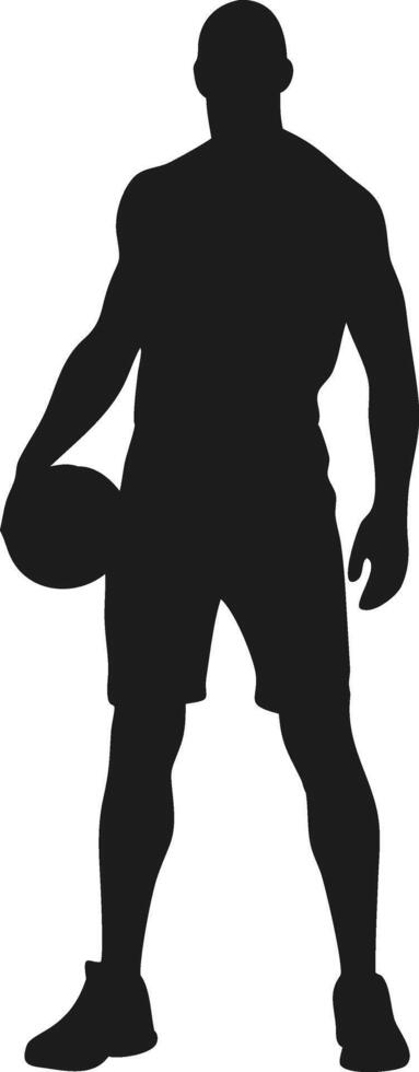 Muscular basketball player silhouette holding ball vector