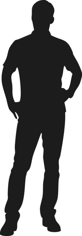 Full body male silhouette standing with hands on hips vector