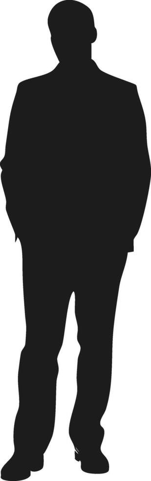 A man in a suit silhouette standing with hands in pockets silhouette vector