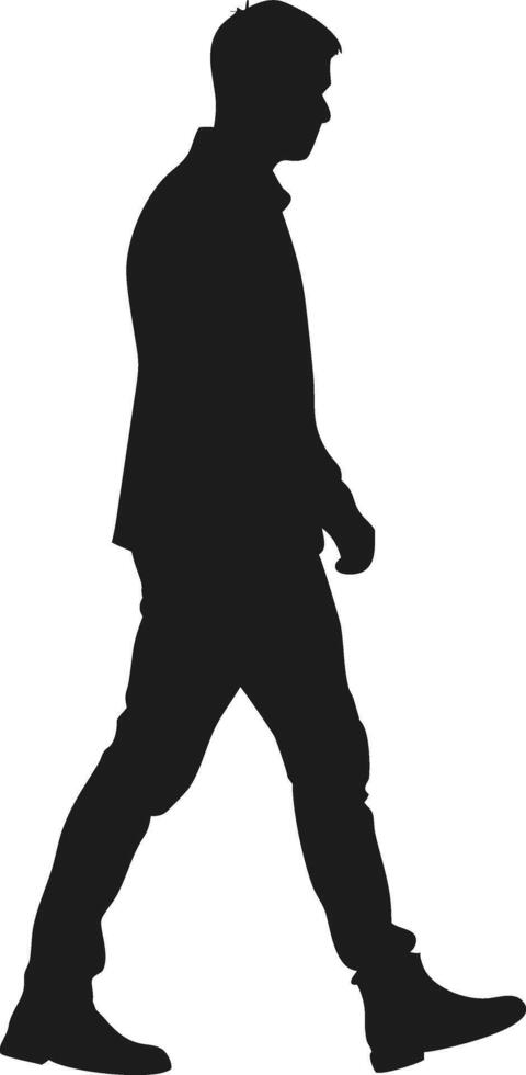 Walking man silhouette in casual attire vector