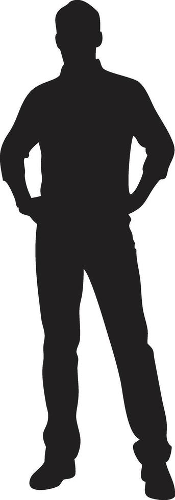 Full body male standing silhouette standing with hands on hips silhouette vector