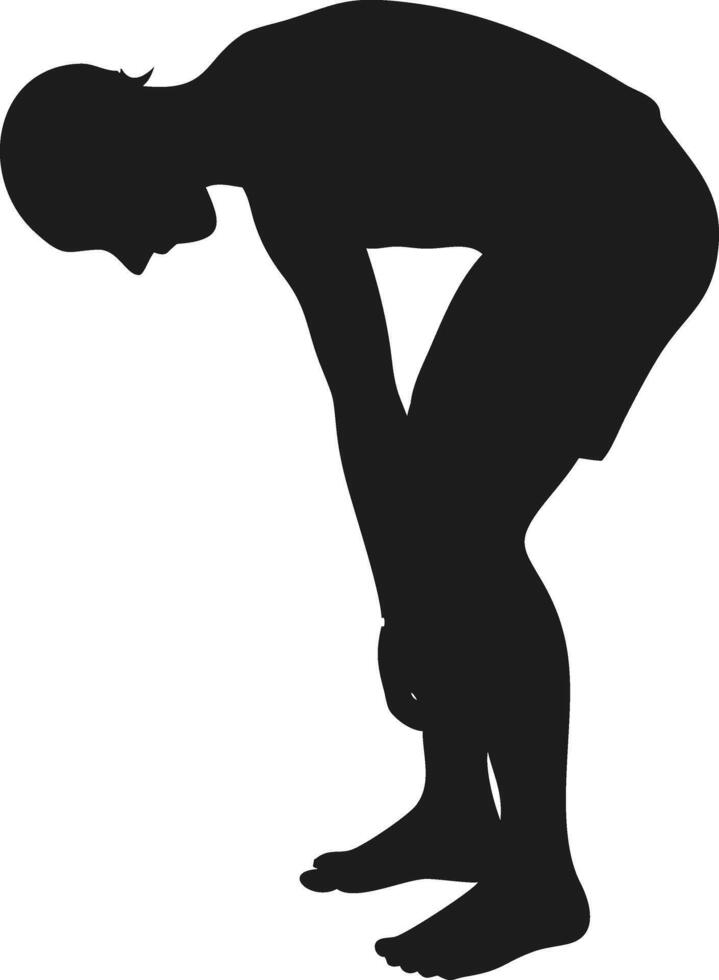 Man bending over in pain simple silhouette illustration vector