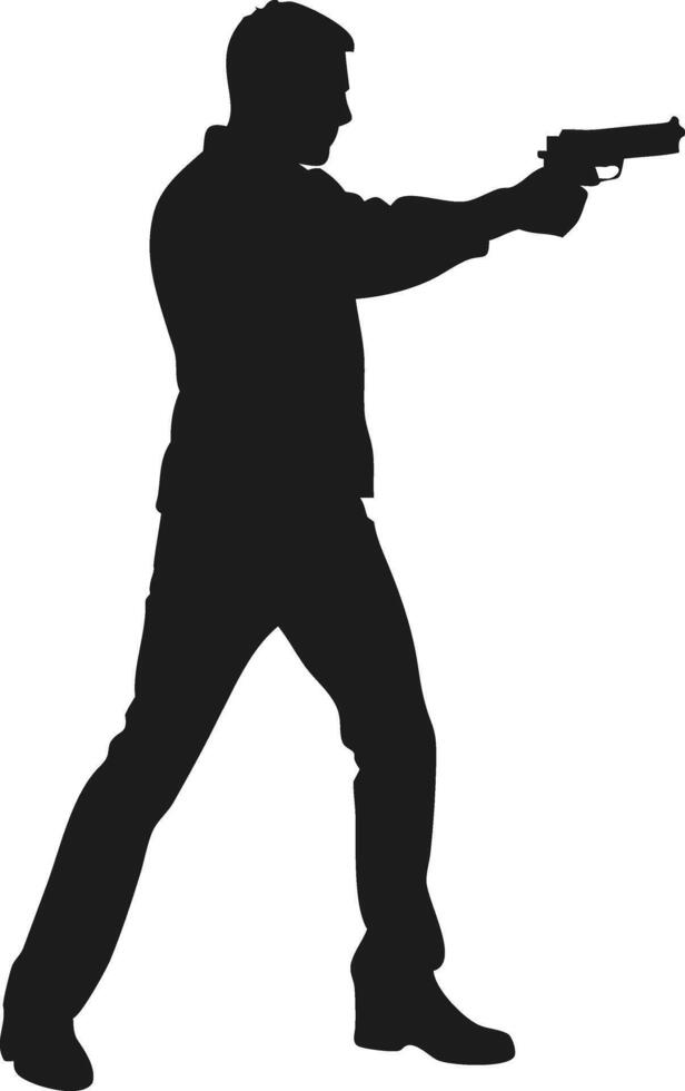 Man aiming gun silhouette a striking minimalist illustration vector